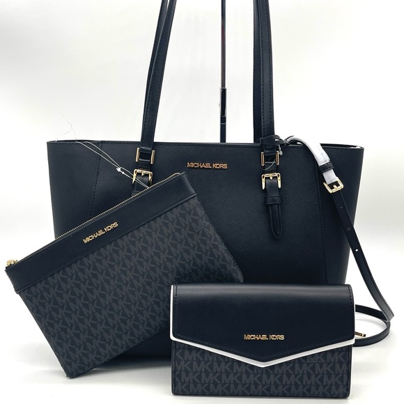 Michael Kors Handbags - Michael Kors Large Charlotte 3 in 1 Tote Bag Black